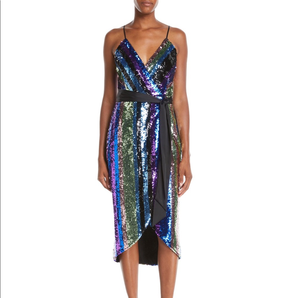 $248 NWT Aidan Mattox Sequin Wrap Dress - Picture 6 of 12
